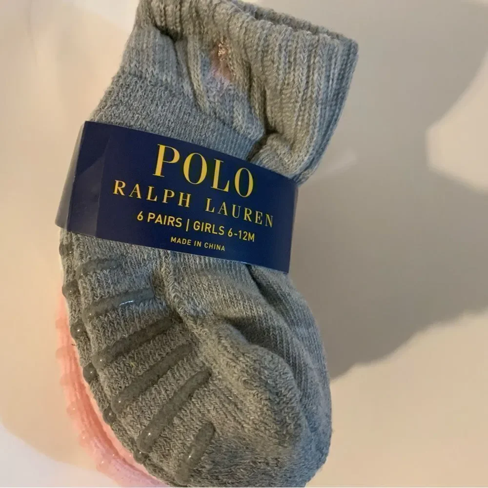 6 Polo Ralph Lauren Infant Girls Socks Multi Sz 6-12M -New